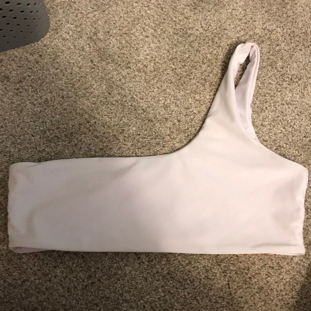 one shouldered white swim suit!!